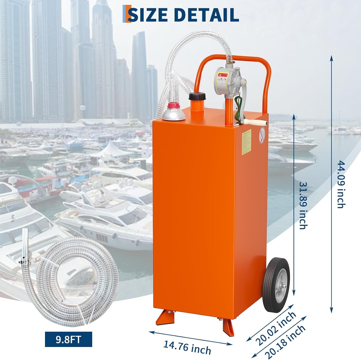 30 Gallon Fuel Caddy w/Pump Wheels Portable Fuel Gasoline Diesel Transfer Tank