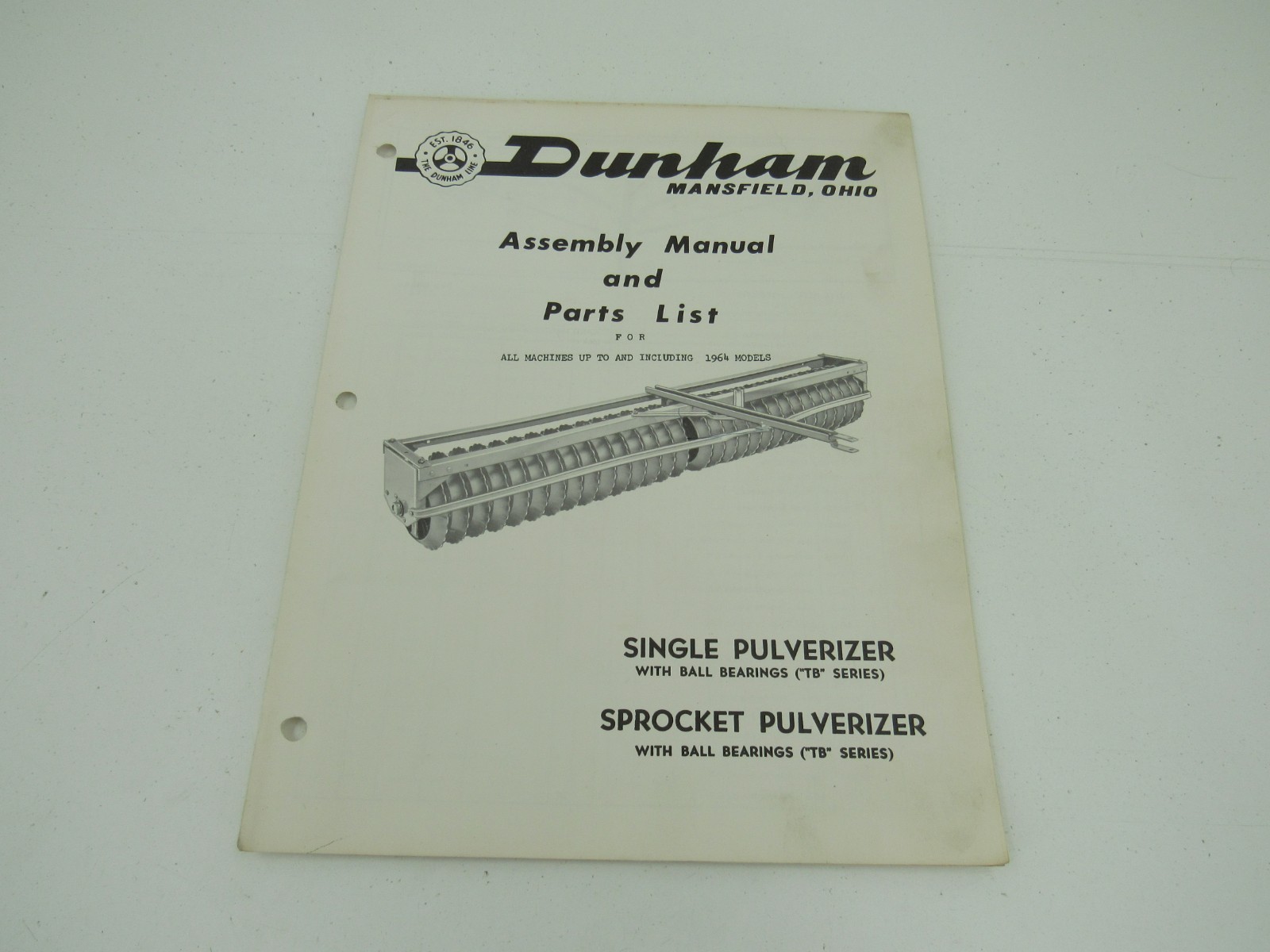 Dunham TB Series Pulverizer Packer Assembly and Parts List Manual