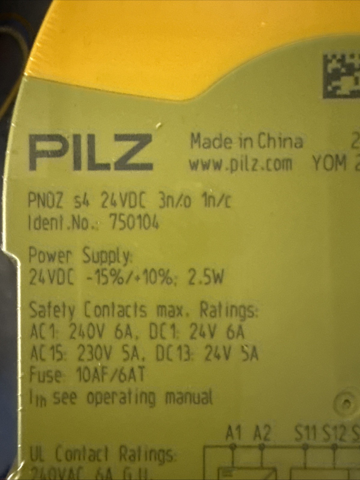 1PC Pilz PNOZ s4 C 24VDC 3 n/o 1 n/c Stop Safety Relay 751104
