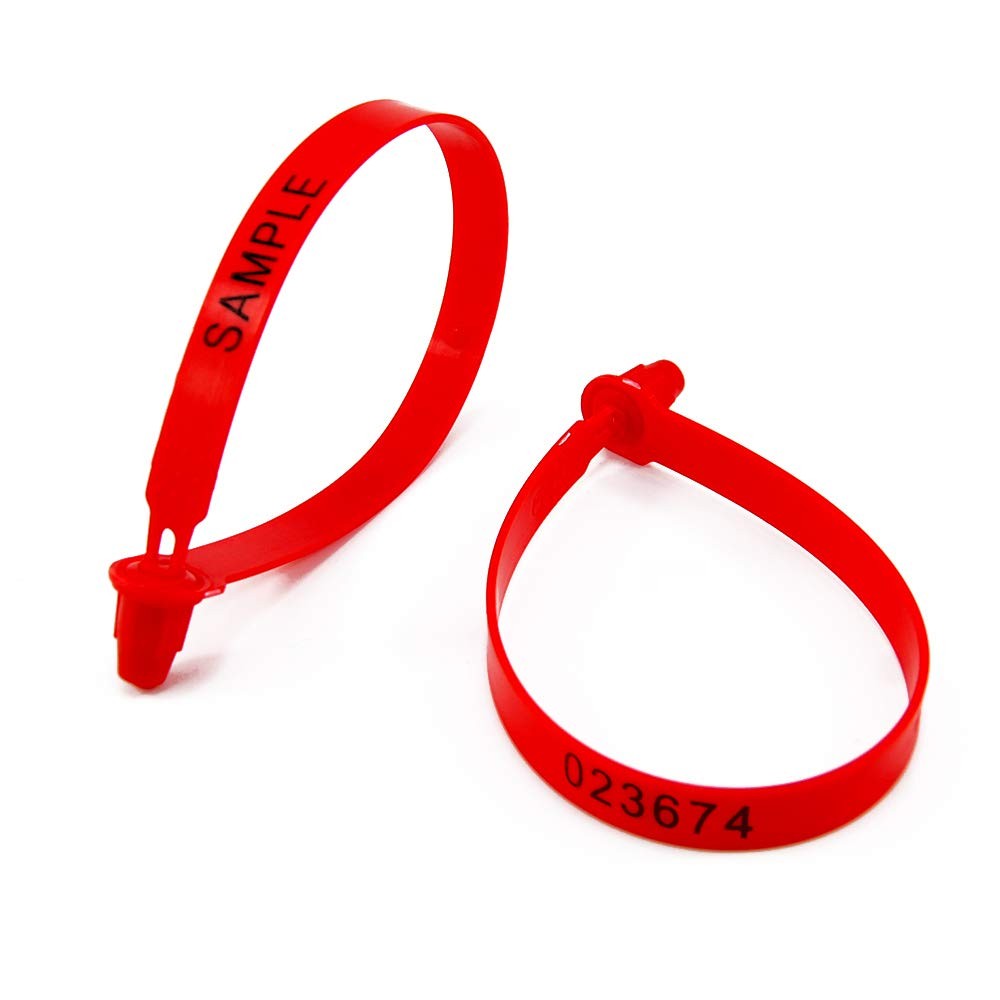 100 Plastic Security Seals – Numbered Tamper for Trucks, 100, Red