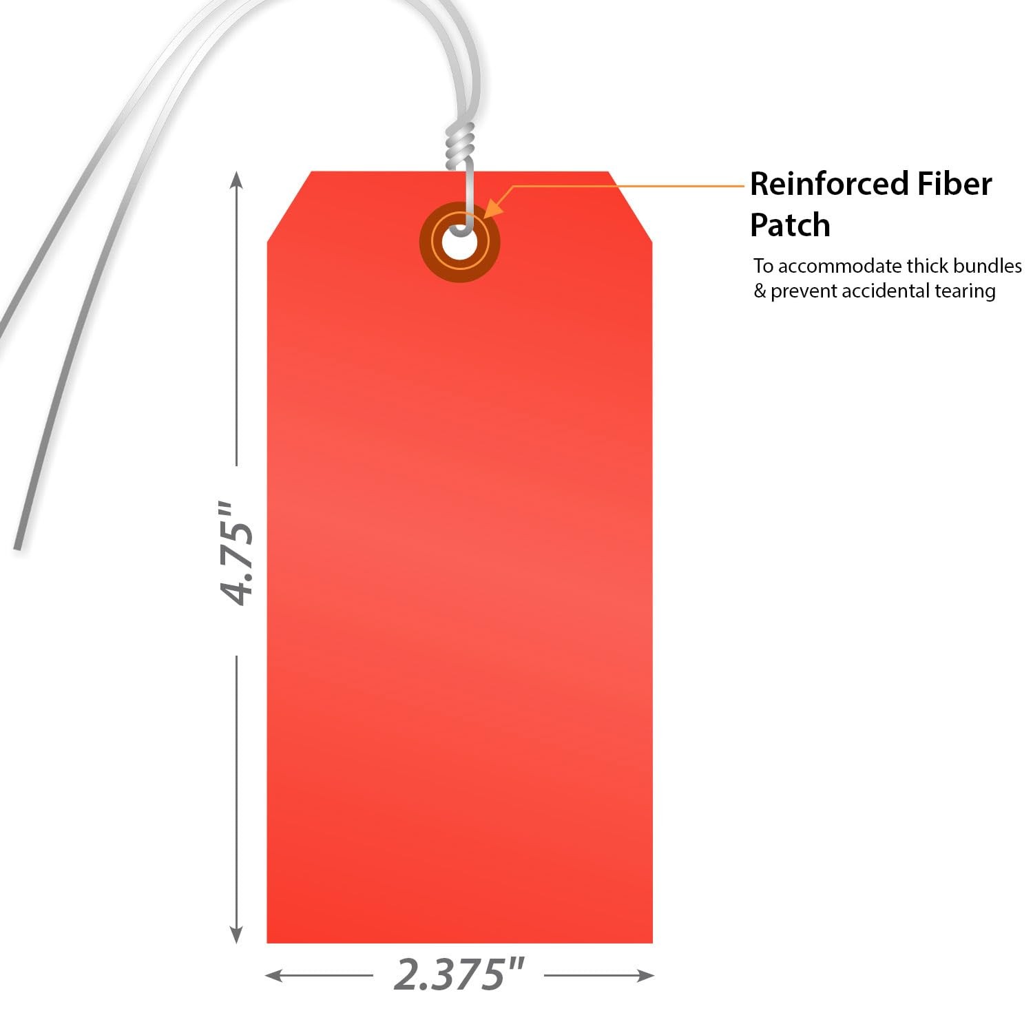 Fluorescent Red Blank Tags Pre Attached Wires 100 Pack, Size 5 Cardstock Label