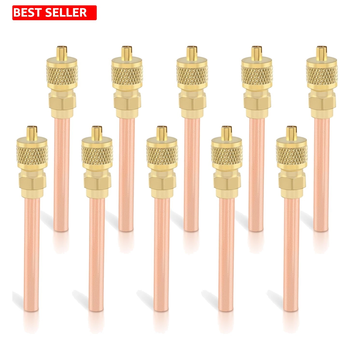 10-Piece Schrader Valve Set, 1/4″ SAE for Efficient HVAC Refrigeration Systems