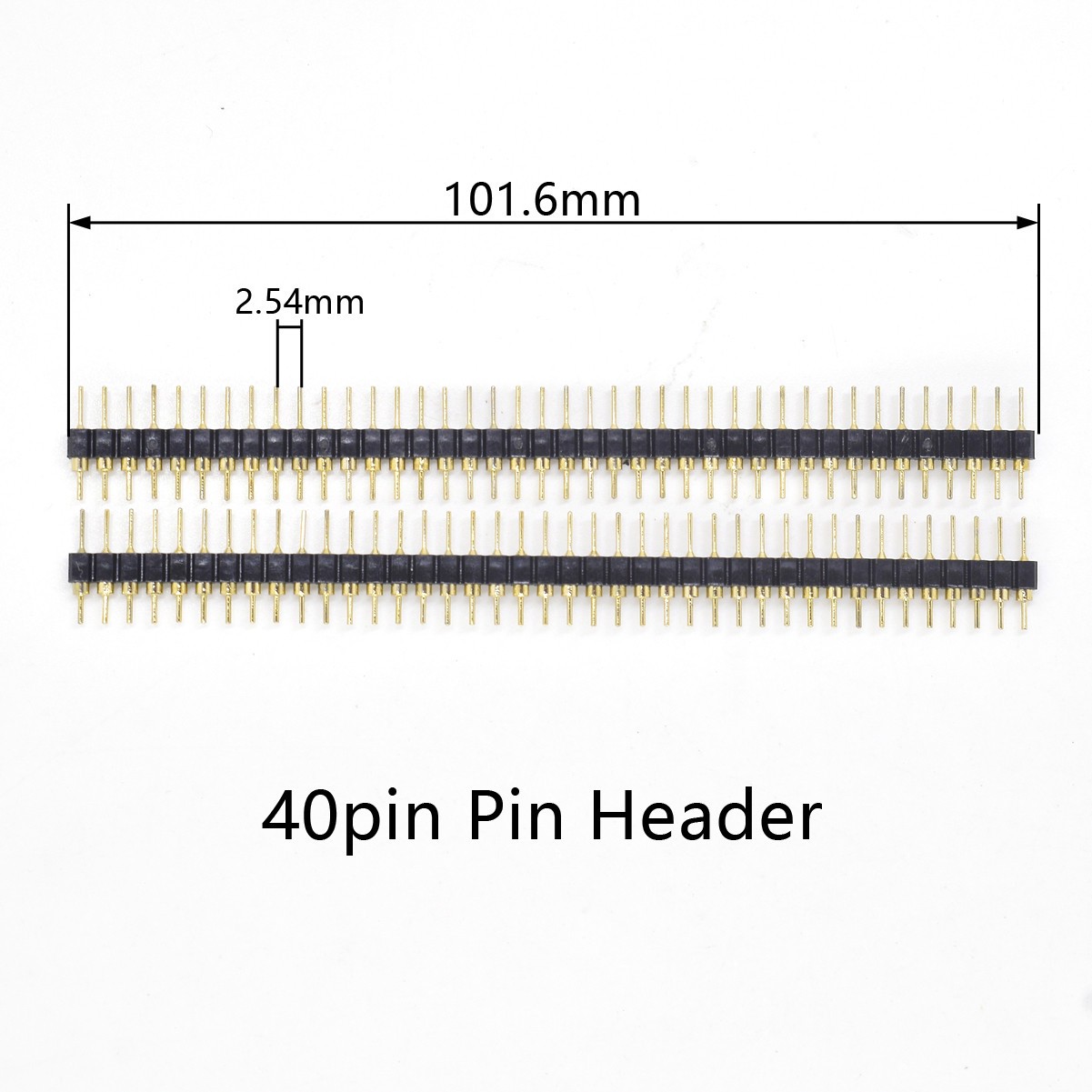 100x Gold Round 40pin Male single row 0.1″ 2.54mm pitch PCB Panel Pin Header US