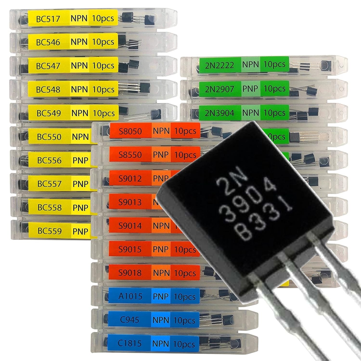 300pcs TO92 Bipolar Transistor Kit – 30 Assorted Models for Electronics Projects