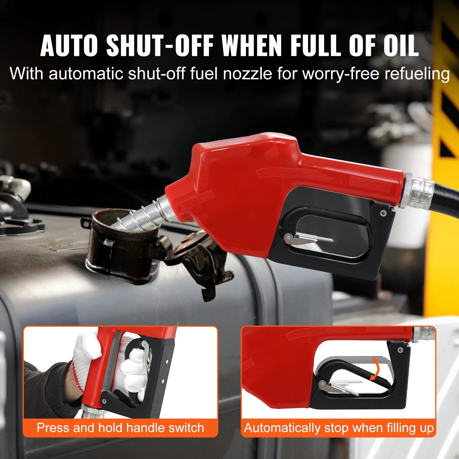 Diesel Fuel Transfer Pump Kit 12V 10GPM with Automatic Shut-Off Nozzle Hose Port
