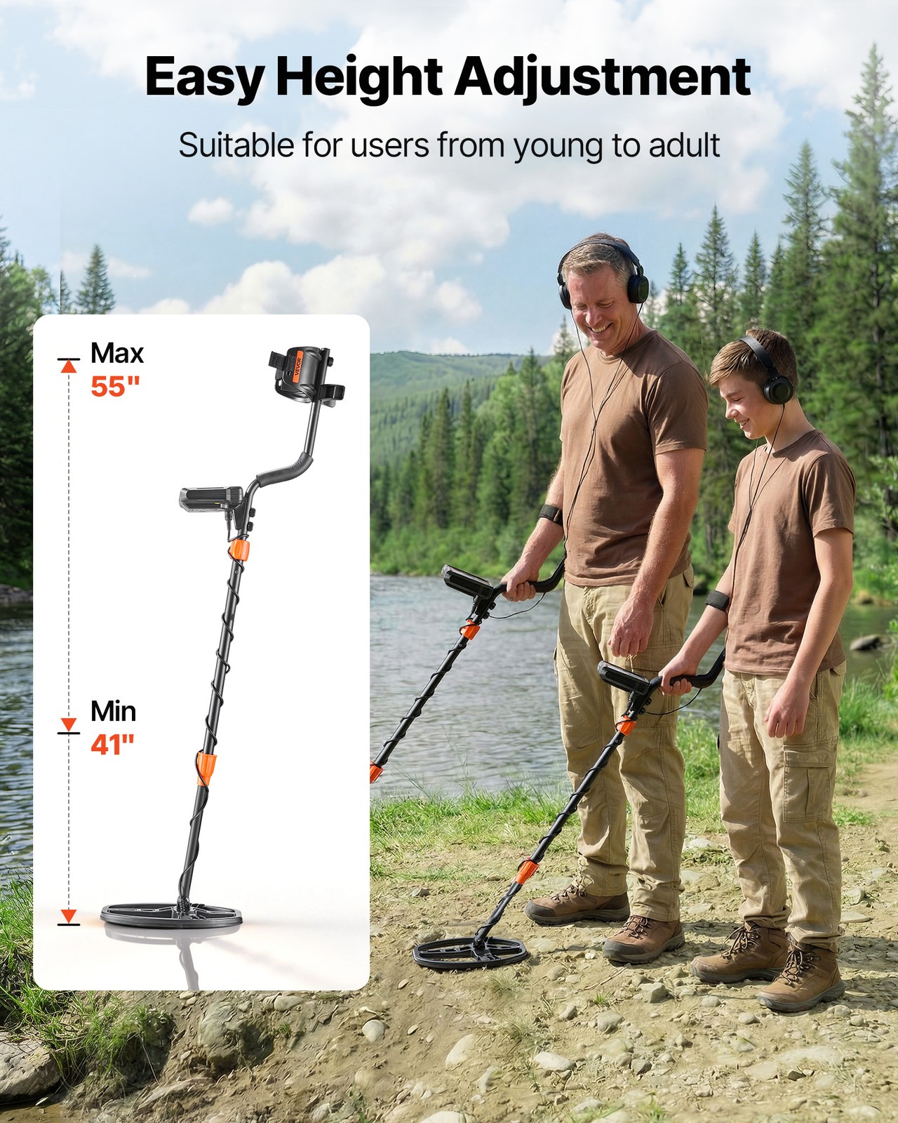 VEVOR Metal Detector for Adults 10″ Professional Gold Detector Waterproof Coil