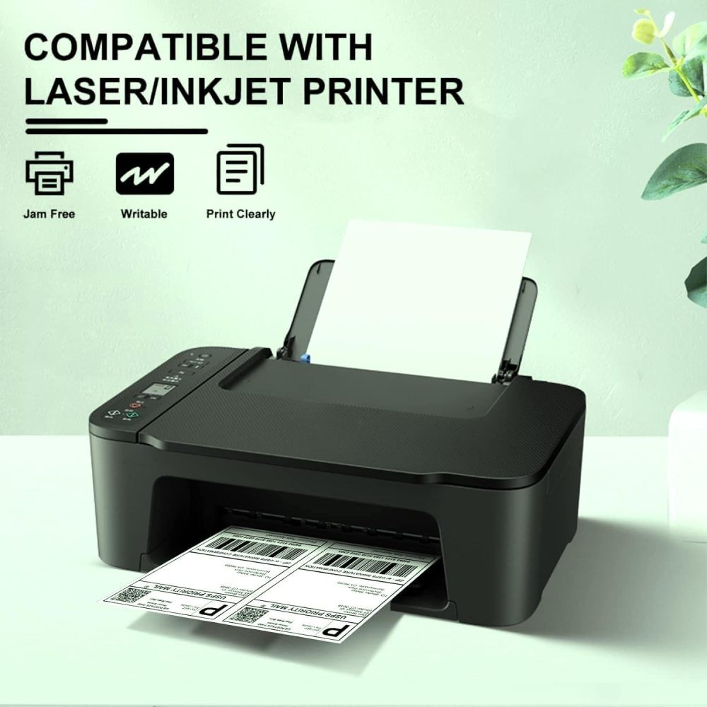 8.5×5.5 Half Sheet Shipping Labels for Laser & Inkjet – 2 Per Page Self Adhesive