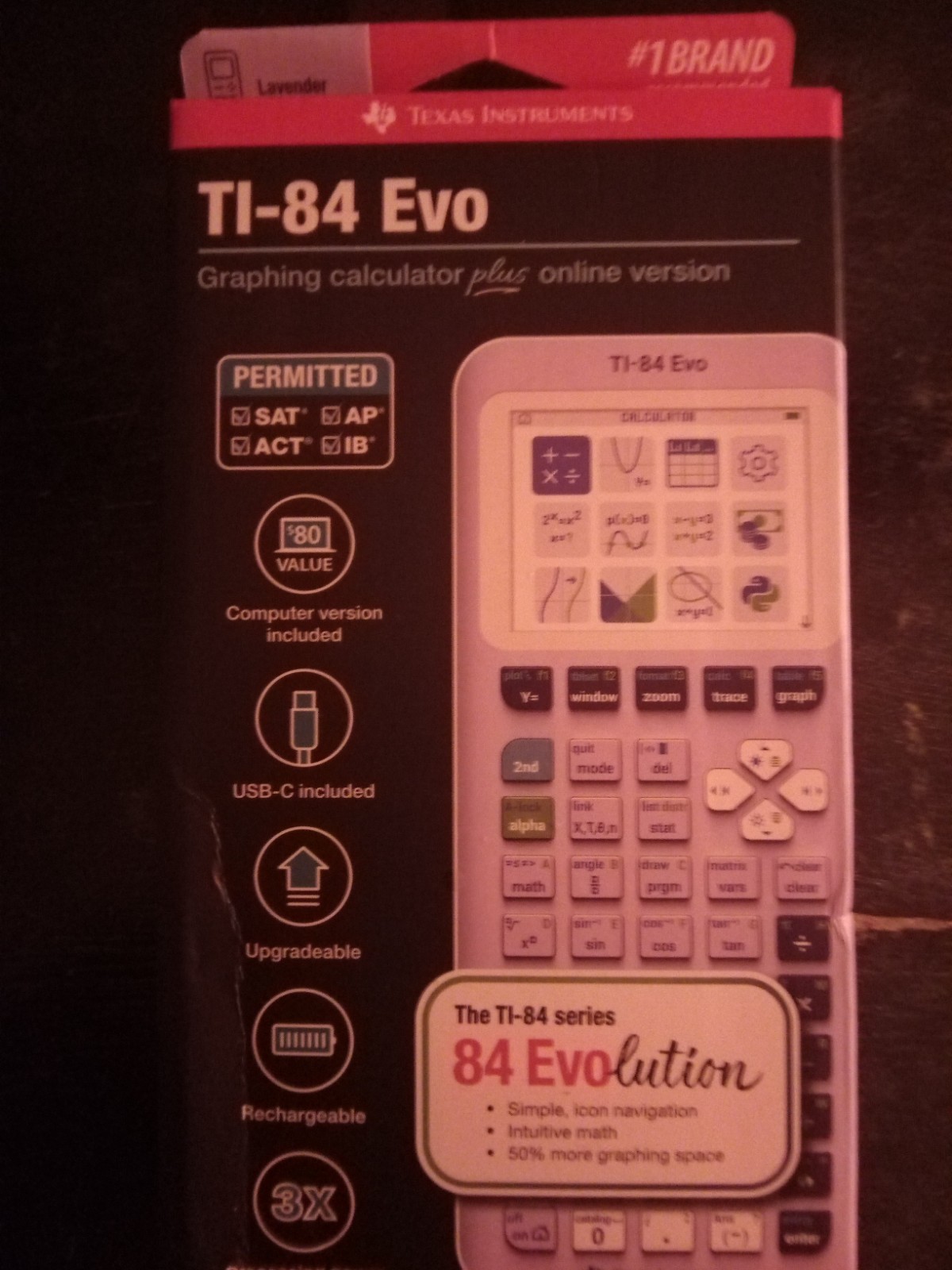 Texas Instruments TI-84 Evo Graphing Calculator USB-C Rechargeable Upgradeable