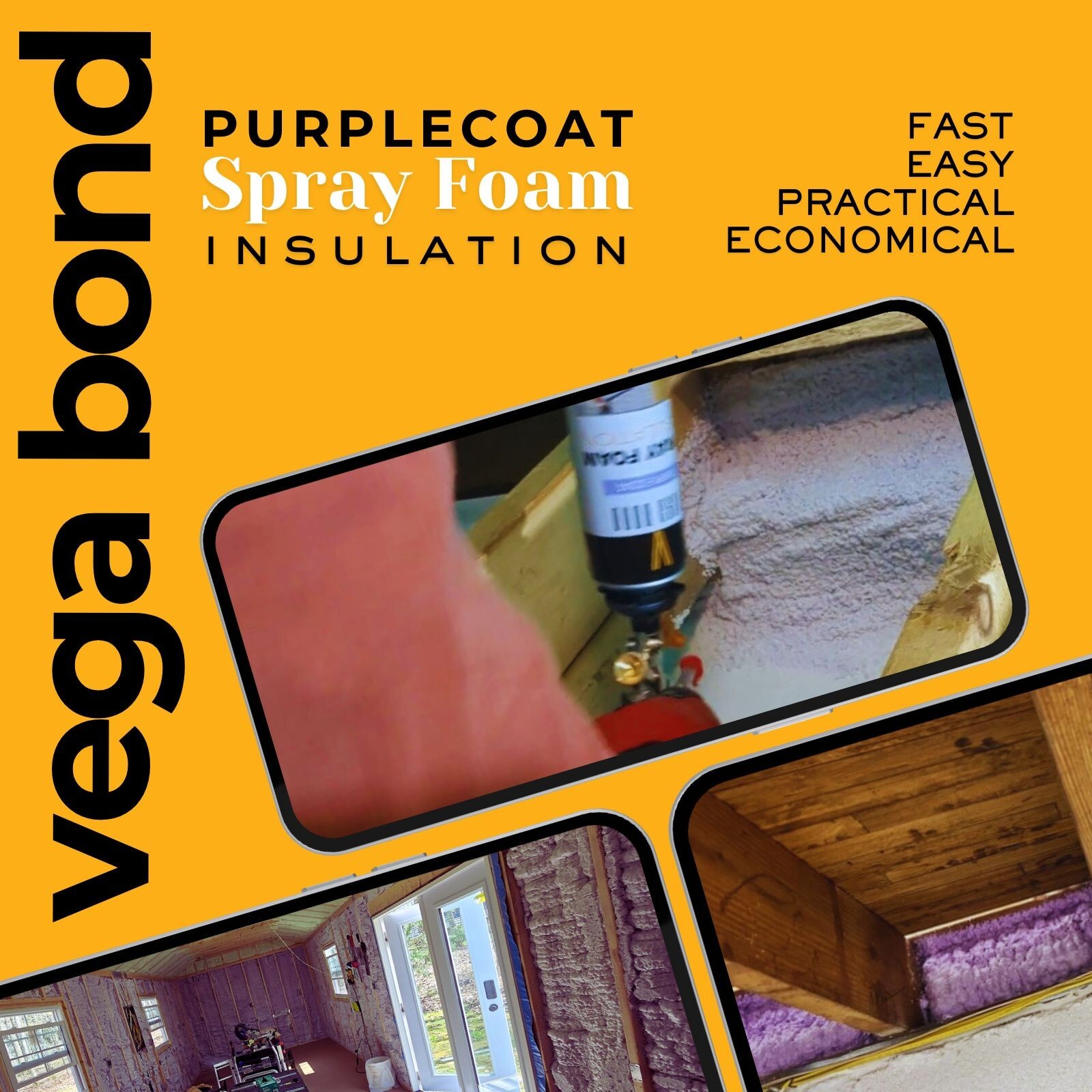Vega Bond Purplecoat Single Component Spray Foam Insulation 12-Packs -240BF