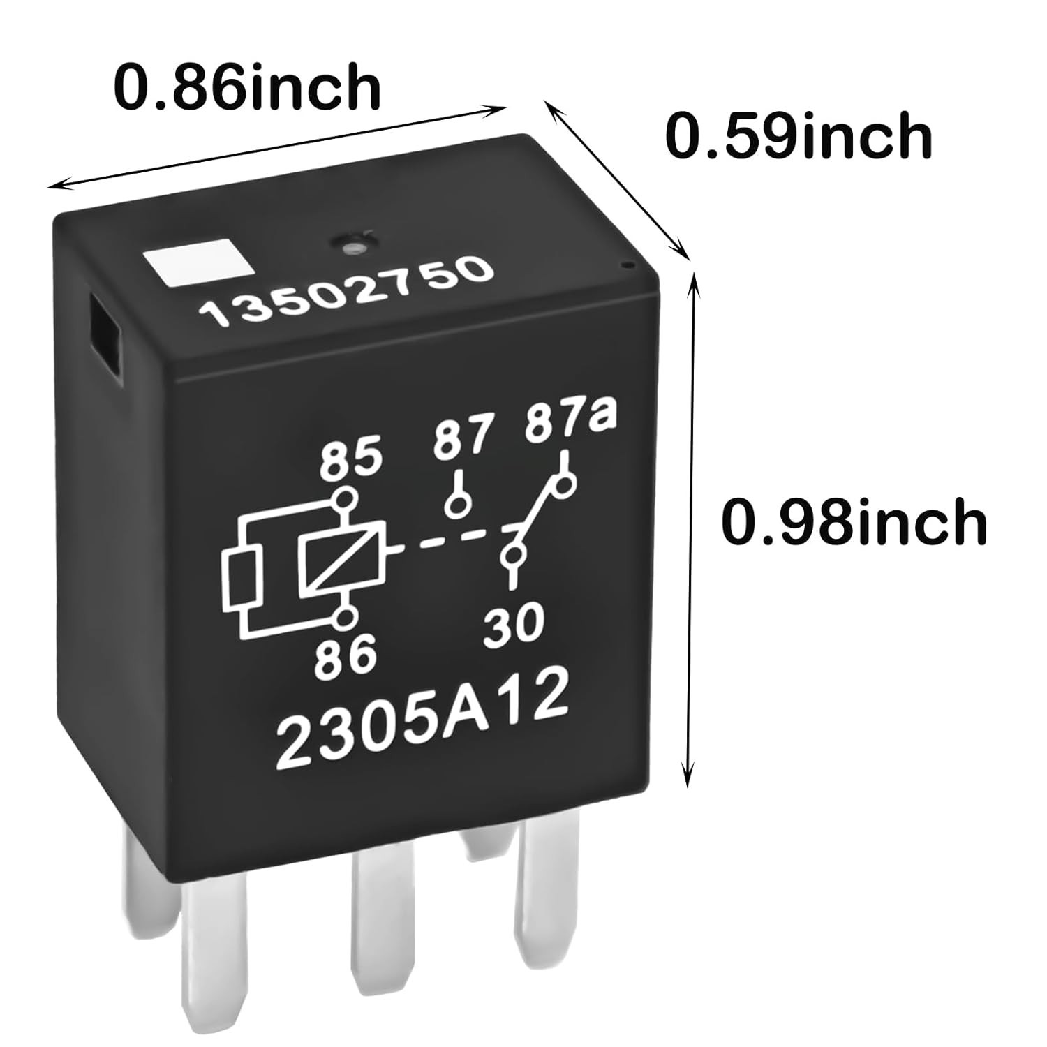 Automotive Power Relay 13502750 – 5 Pin Plug-In, Reliable Performance, 4 Pack