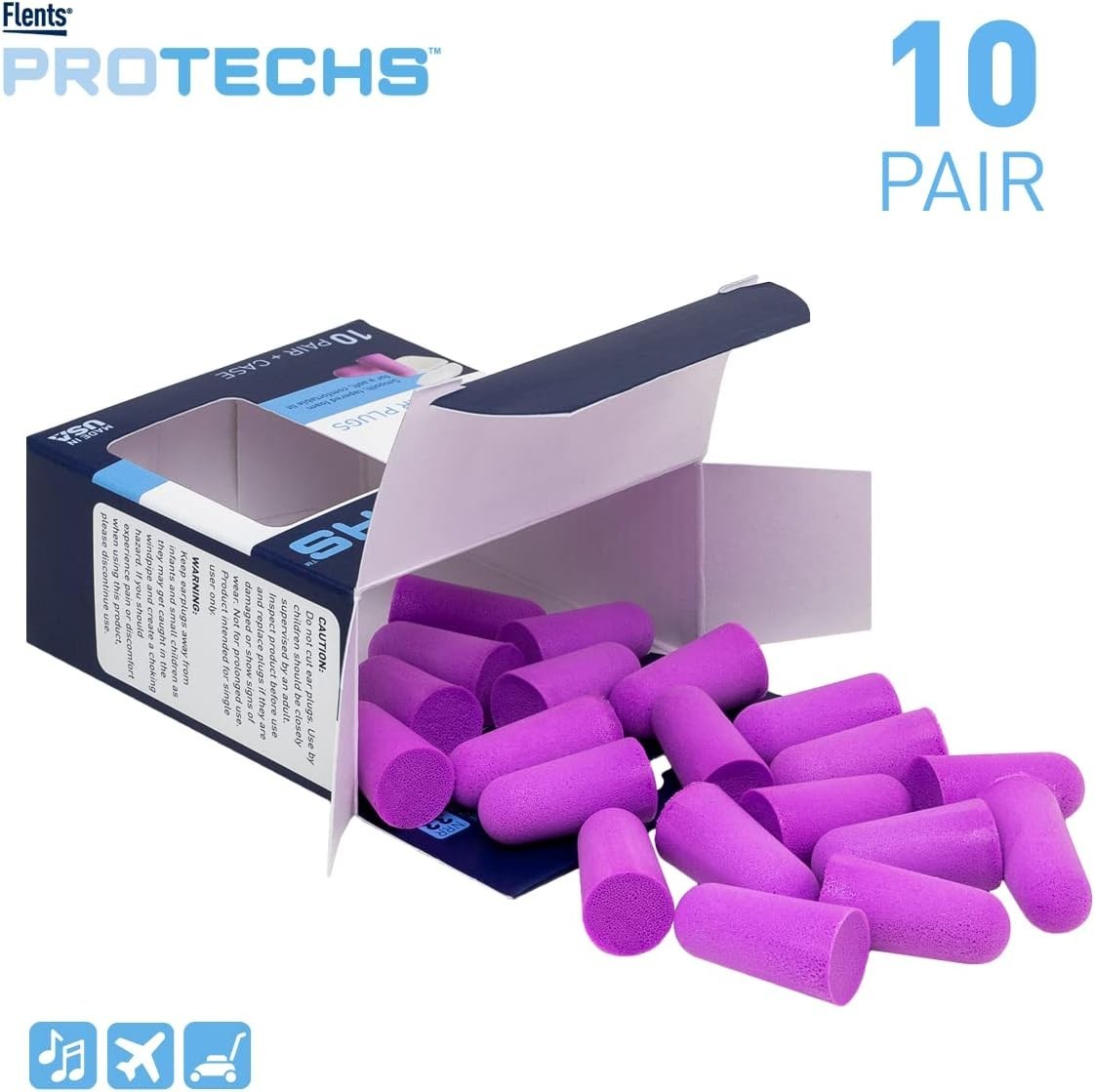 10 Pair Protechs Reusable Foam Ear Plugs in Purple – NRR 33 for Serenity & Focus