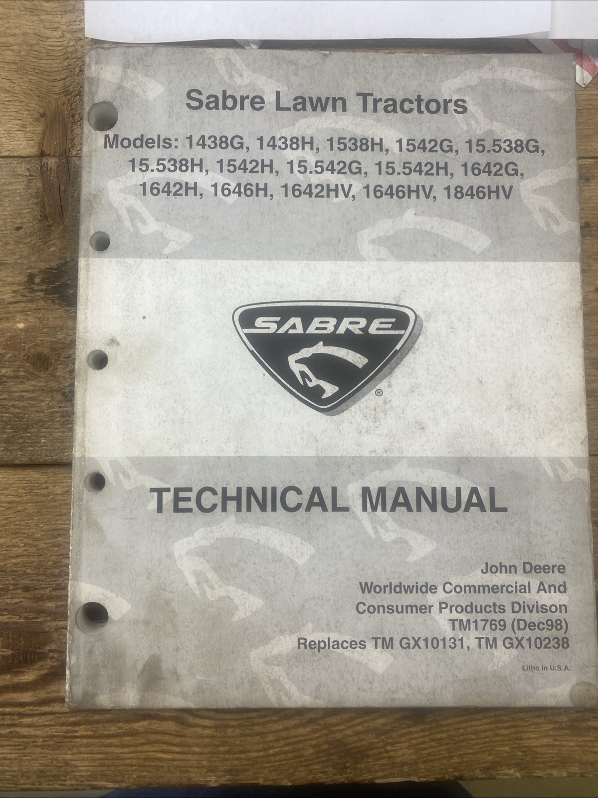 John Deere Sabre Lawn Tractor Technical Manual TM1769
