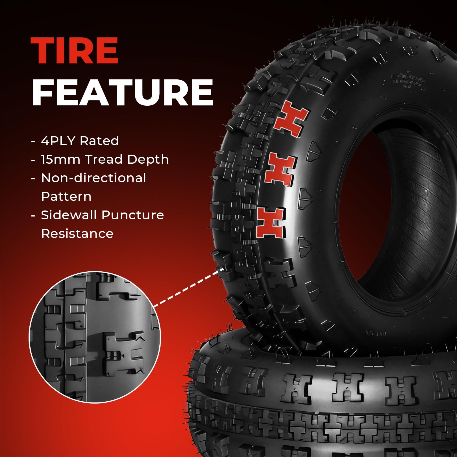 21×7-10 ATV UTV Tires All-Terrain 6PR Tubeless Non-Directional Set of 2