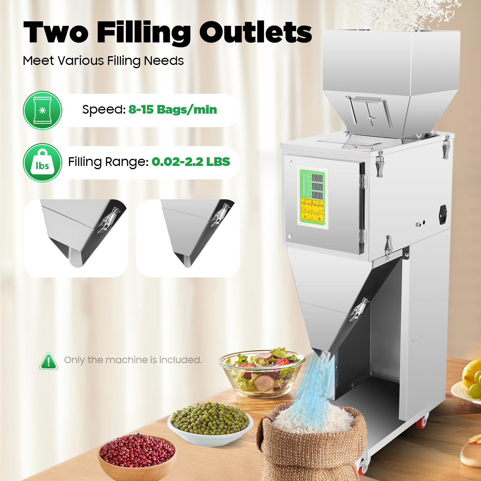 10 – 999G Auto Packing&Filling Machine Weigh Filler For Tea/seed/grain 110V NEW