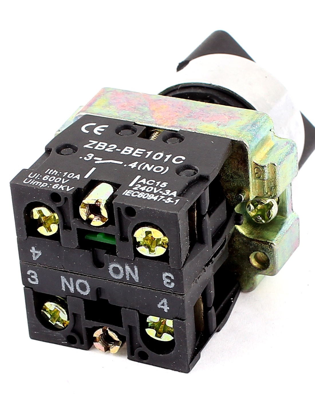 22mm Latching 2 NO Three 3 Position Rotary Selector Select Switch ZB2-BE101C