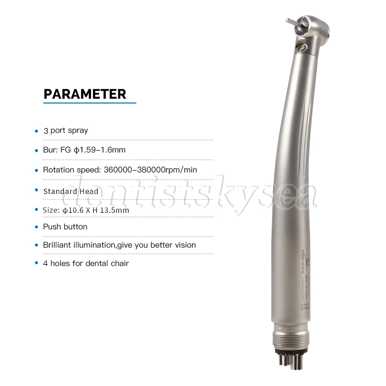 1/5/10 E-generator Dental LED Fiber Optic High Speed Handpiece 4H 3-Water Spray