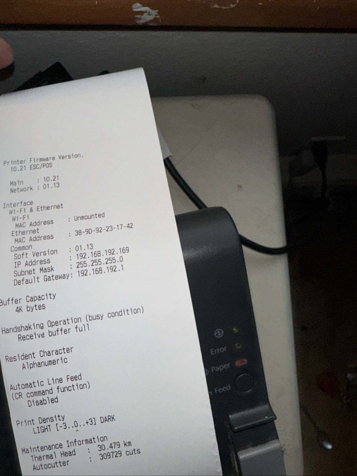 Epson TM-T20II POS Thermal Receipt Printer M267D Ethernet