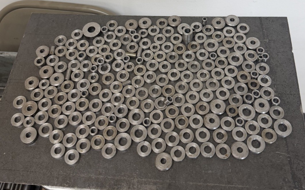 Mixed Steel Round Washers & Spacers – 5.50 LBS (195 PCS) – CNC Lathe Metal