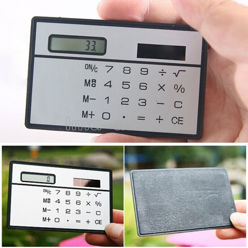 8-Digits Ultra Thin Mini Slim Credit Card Solar Power Pocket Calculator Travel
