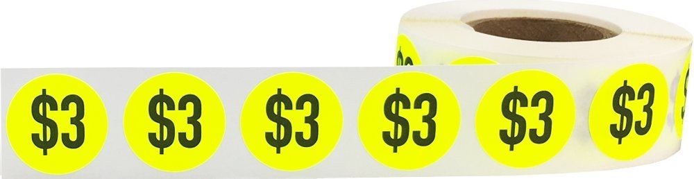 Instocklabels.Com 3 Stickers Fluorescent Yellow .75 Inch Round Circle Dots 500