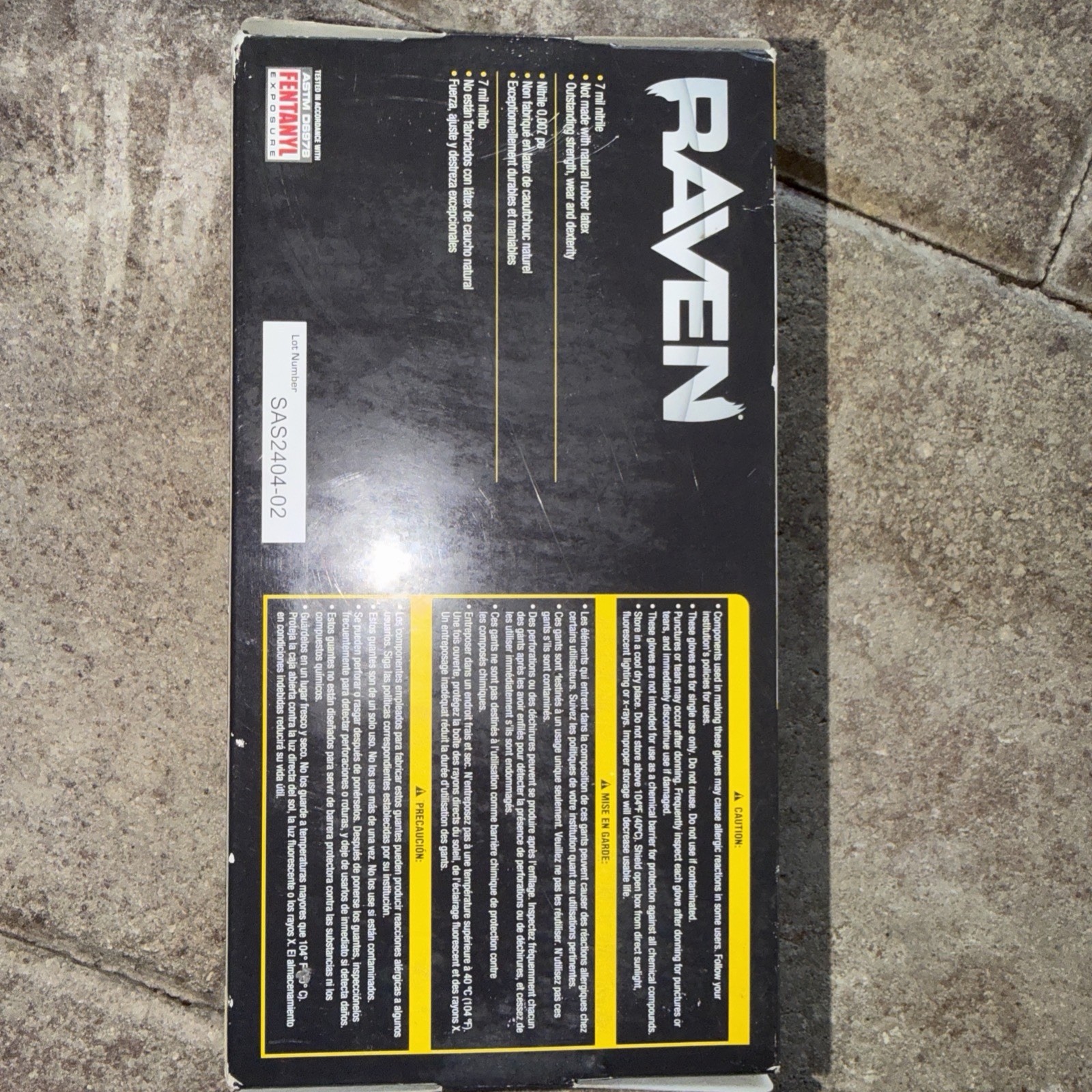 SAS Raven Black Nitrile Gloves Powder Free New 7mil Version (100 Gloves/Box)