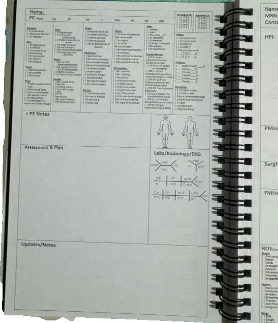 H&P Medical History and Physical Notebook, 100 Templates, Medical , Nurses, PA