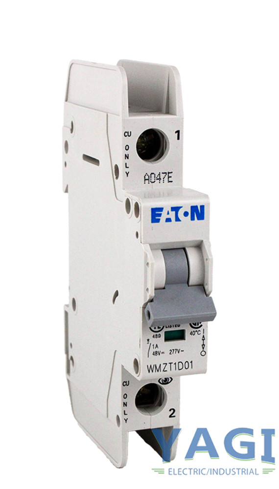 Eaton WMZT1D01 Breaker 1A 1-Pole 277V 10kA Type D DIN Rail Trip Indicator