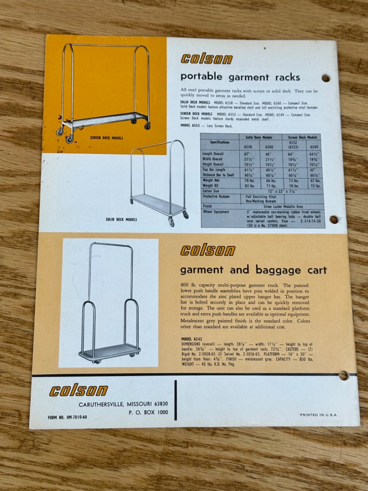 Vintage Catalog 1960 Colson Hotel Motel Equipment Buyer’s Guide Industrial