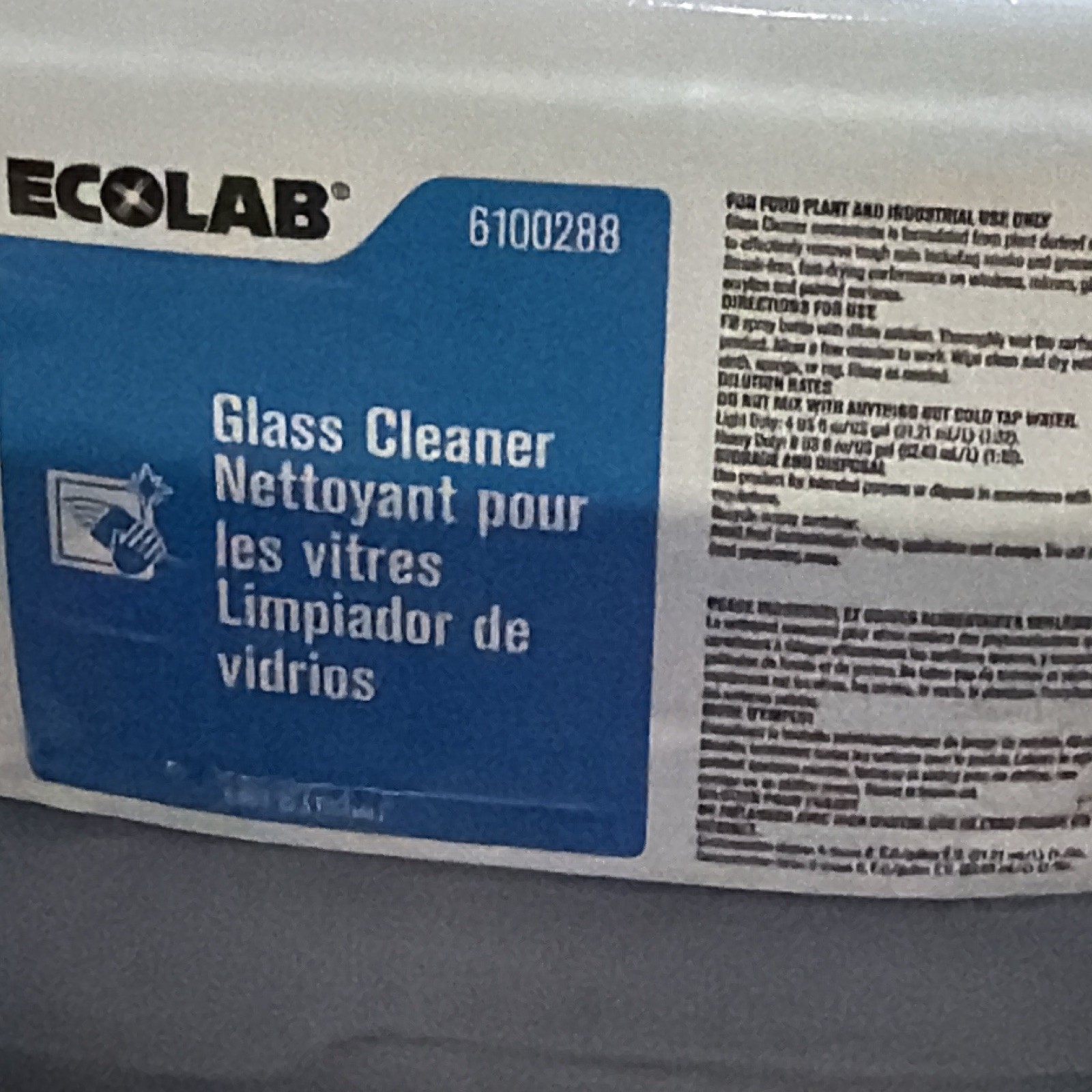 Ecolab Glass Cleaner Liquid 0.5 gal for Glass Surface, MPN 6100288