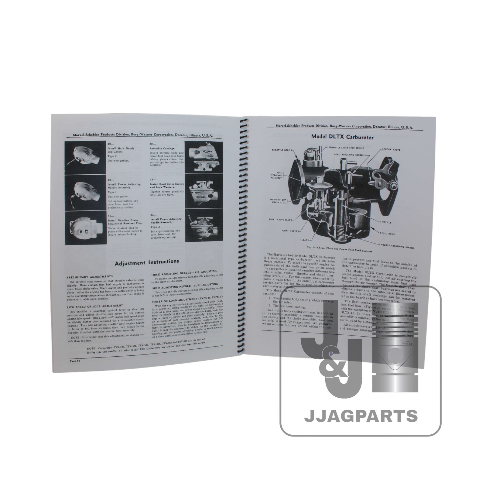 Marvel Schebler TSX & DLTX Carburetor Service Manual fits John Deere Tractor