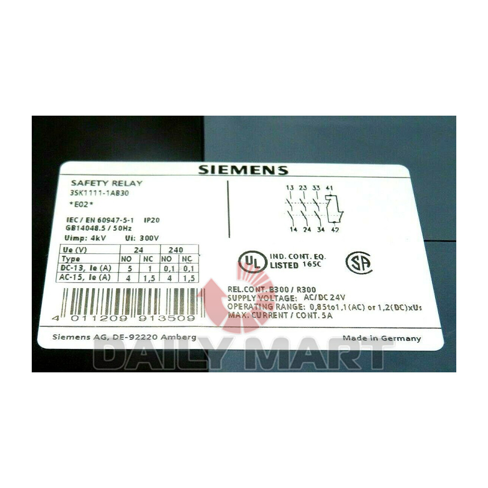 New In Box SIEMENS 3SK1111-1AB30 Safety Relay