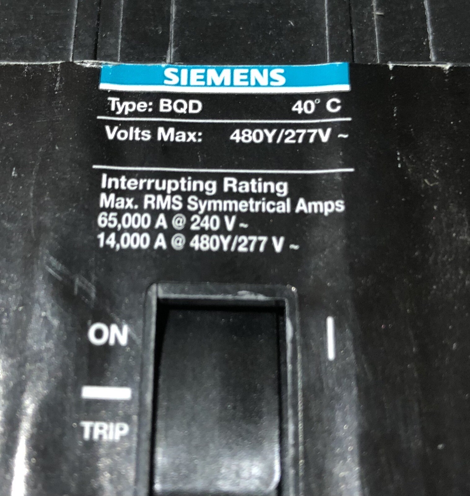 Siemens BQD320 3 Pole 20 Amp 480 Volt 3 Pole Breaker