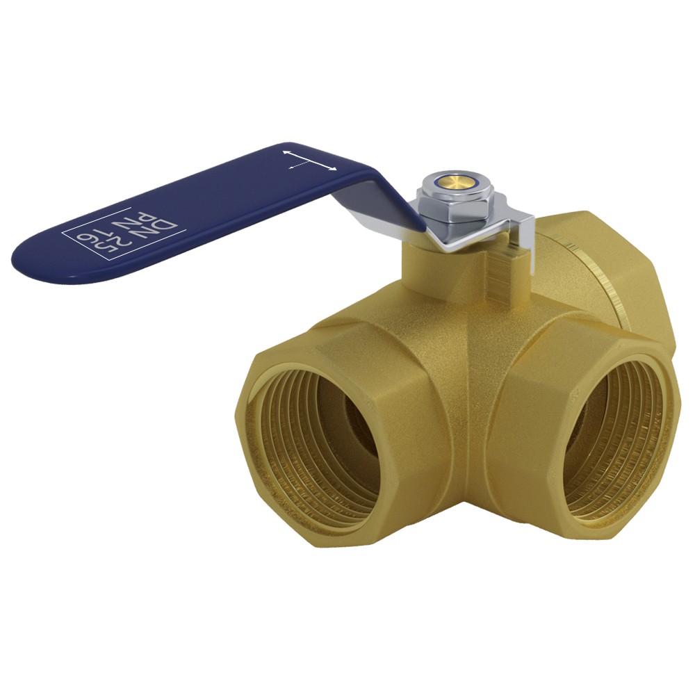 G1″ 3 Way Ball Valve Three T Port Brass Female Type For Water Oil And Gas US