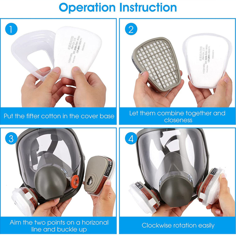 Half/Full Face Mask With Goggles Filter Anti-Dust/Gas Respirator 6200 Reusable