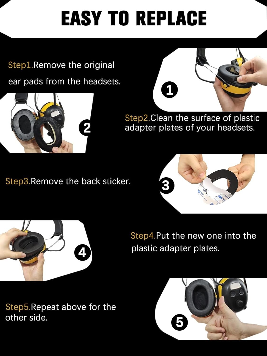 PROHEAR FEP01-1Pair Replacement Foam Ear Pads (Upgraded) for 3M WorkTunes