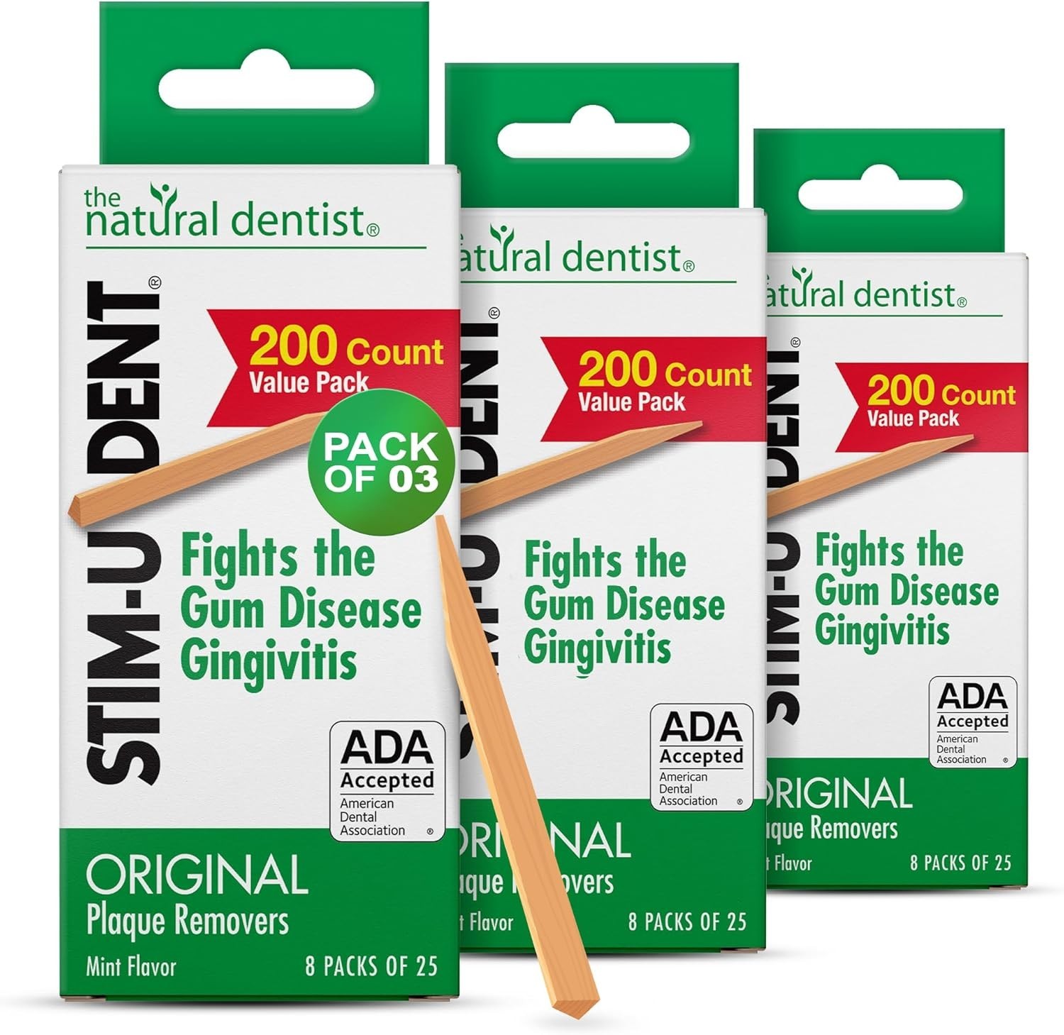 Stim-U-Dent Wooden Dental Picks Mint Flavor Travel Packs of 600 for Plaque Re…