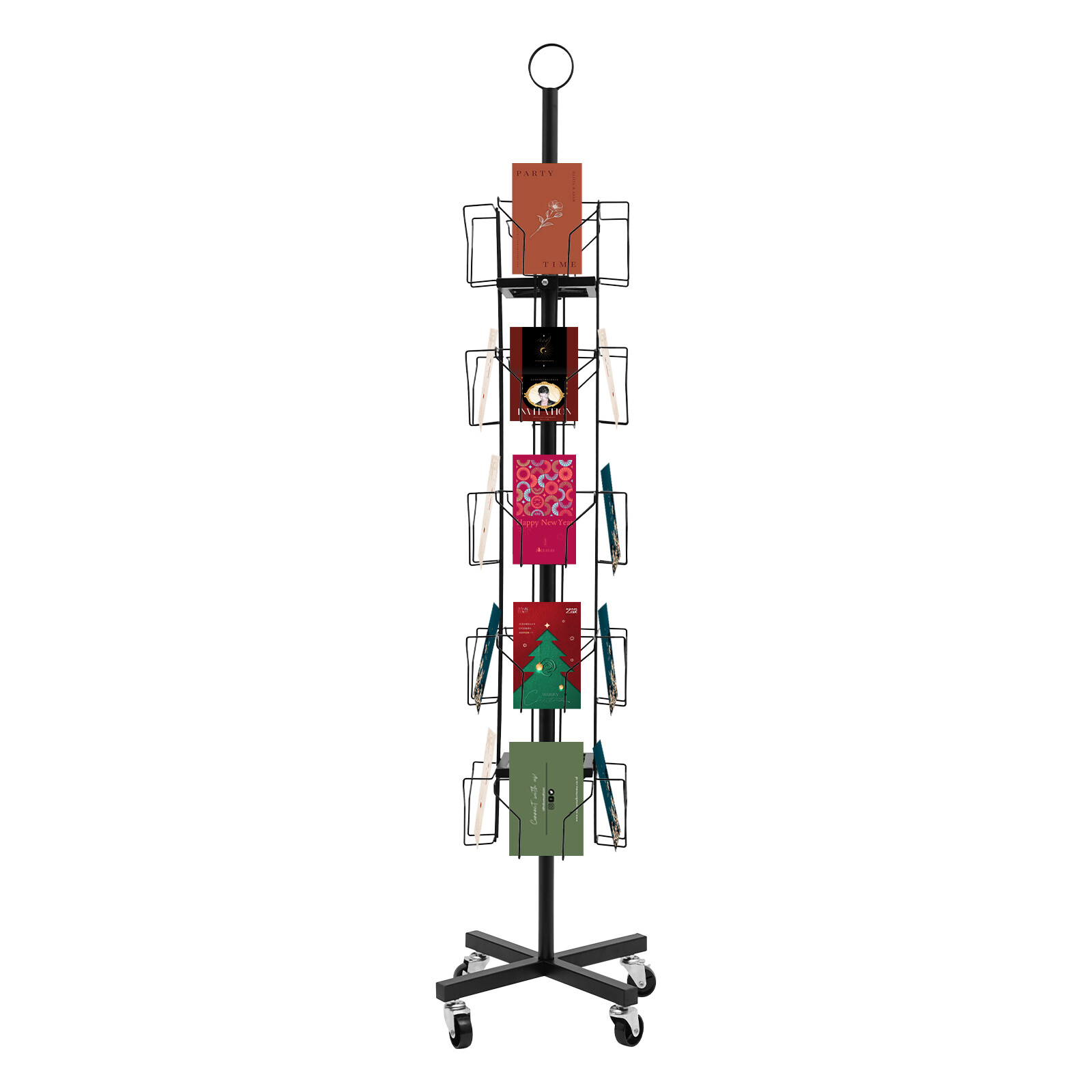 Greeting Card Rack Spins 20 Pocket Black Retail Display 6″ x 8 Cards Sign Holder