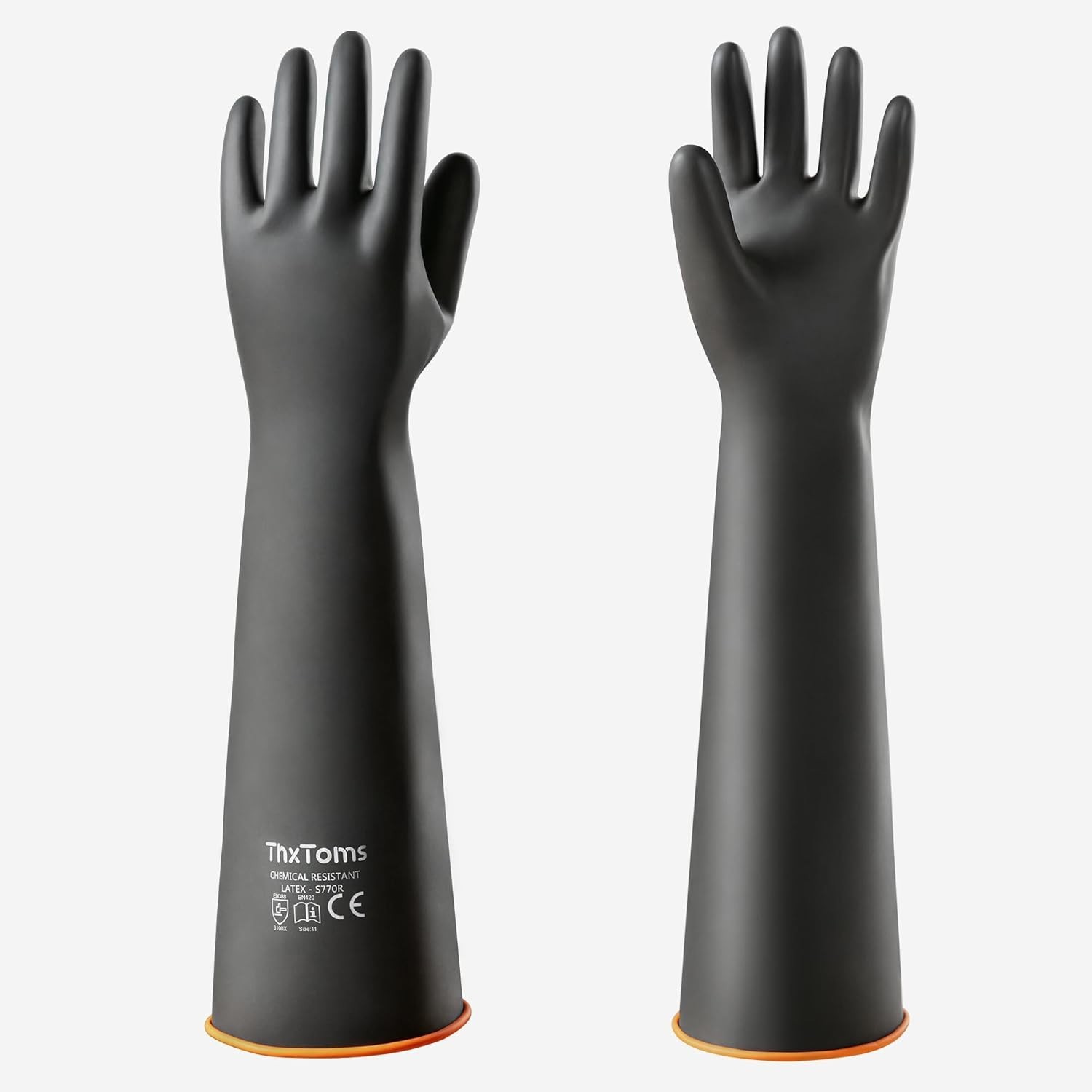 Long Rubber Gloves 22 Inch Durable Latex Acid Proof Oil Proof for Industrial Use