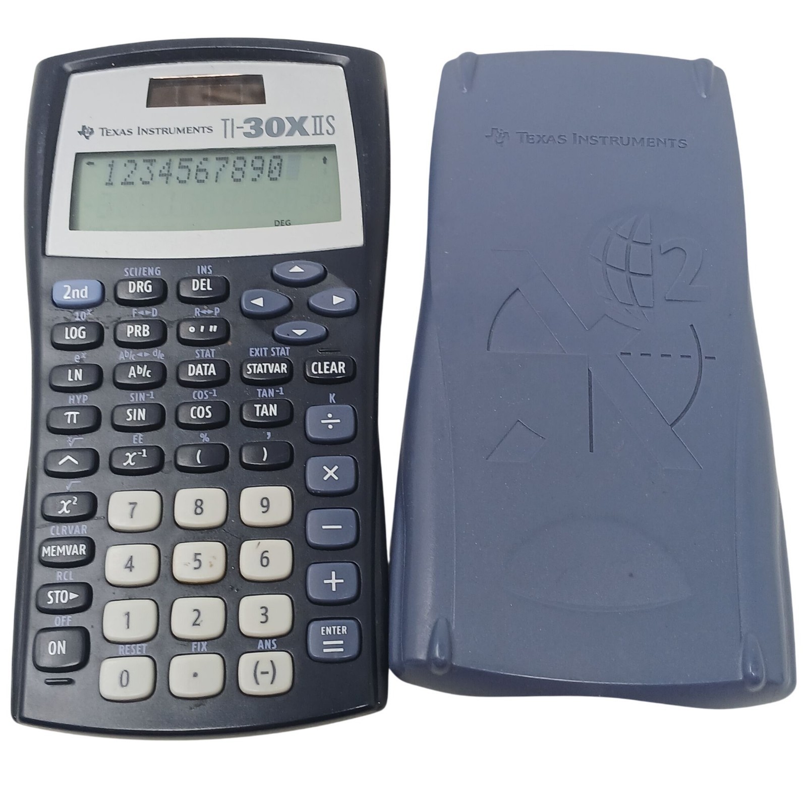 Texas Instruments TI-30X IIS Scientific Calculator Black w/Blue Cover Works #D14