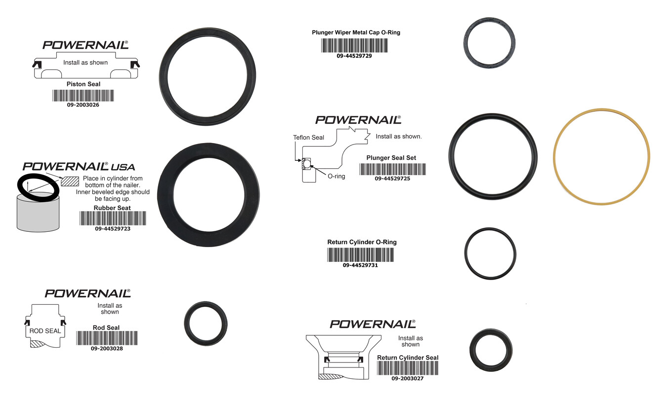 Powernail Pneumatic Nailer and Stapler Seal Kit (contains 1-ea of all seals)