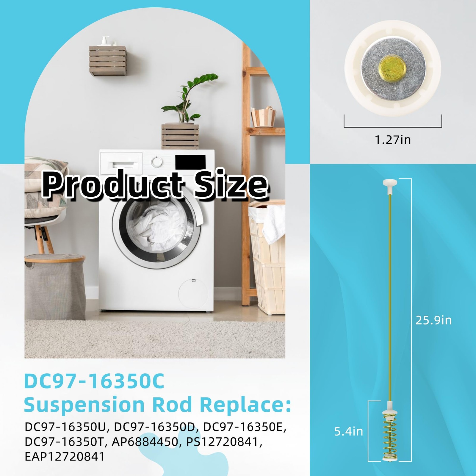 [New Upgraded] WA50R5200AW/US WA40A3005AW/A4 26 inches, White and Black