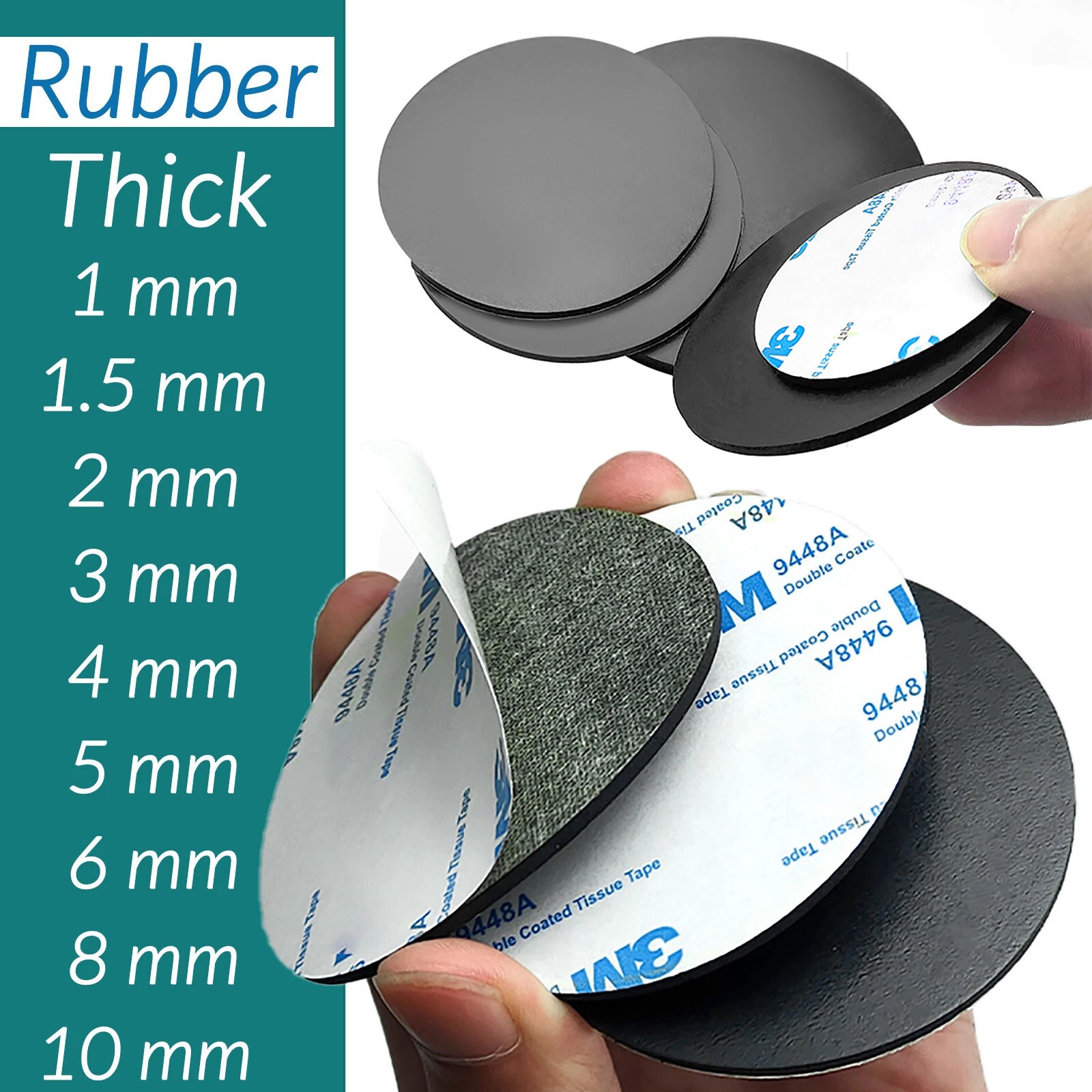 Self Adhesive Rubber Solid Round Pad Disc Sheet Gaskets Dia 5-150mm Thick 1-10mm