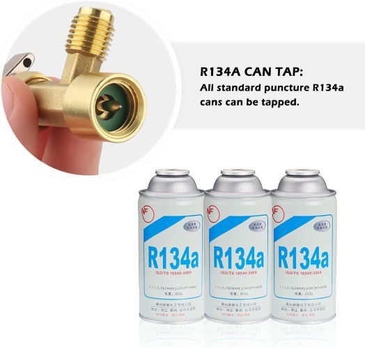 Puncture Style R134A Can Tap Valve with Adapter Fittings for 1/4″ and 1/2″ HVAC