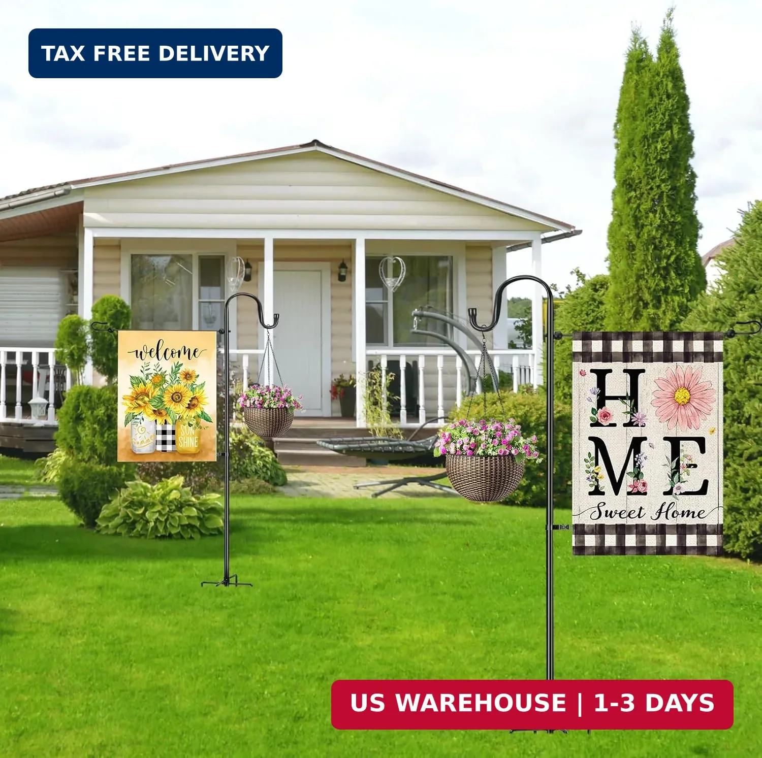 Garden Flag Stand for Outdoor,Heavy Duty Garden Flag Holder for 12×18 Flags, 46