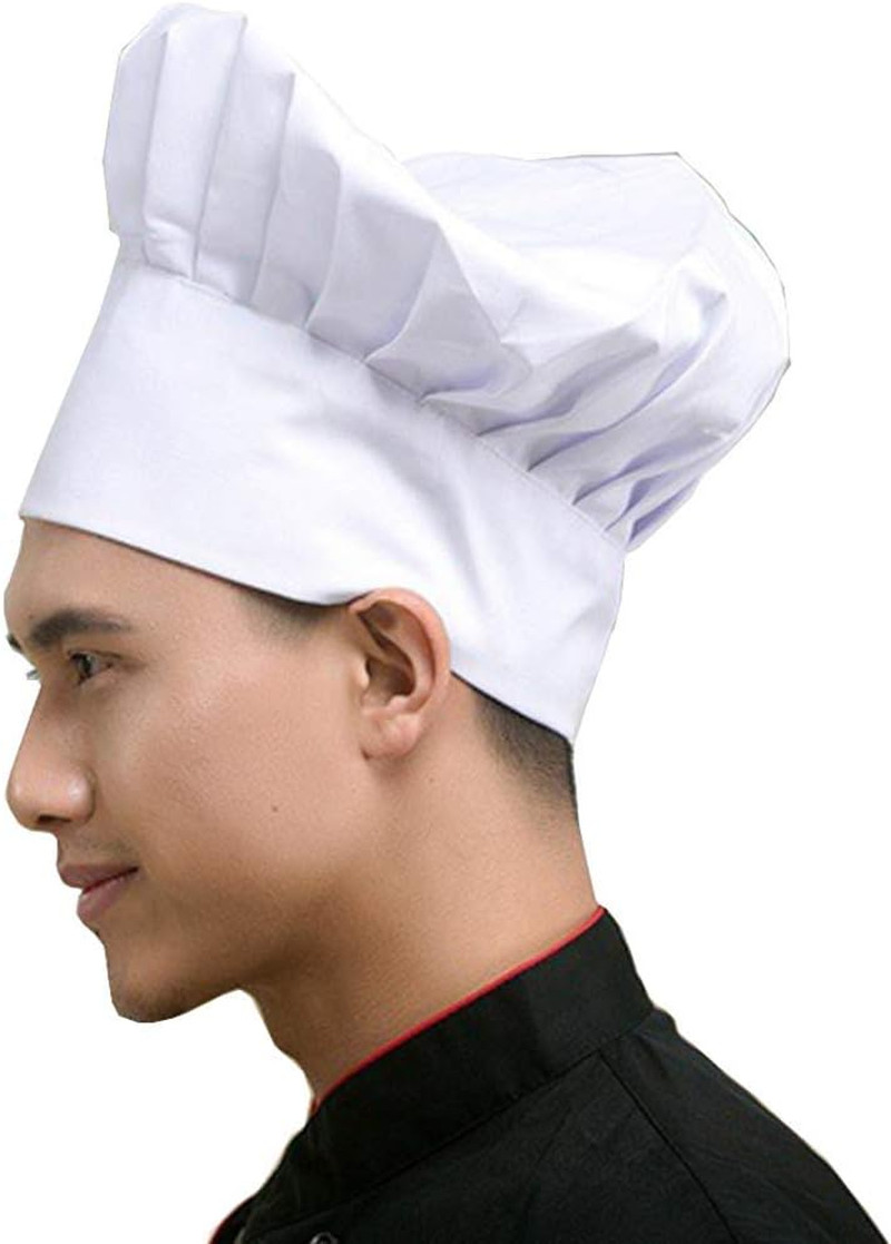 Chef Hat Adult Kids Elastic Back Kitchen Cooking Baker Cap for Men Women Unisex