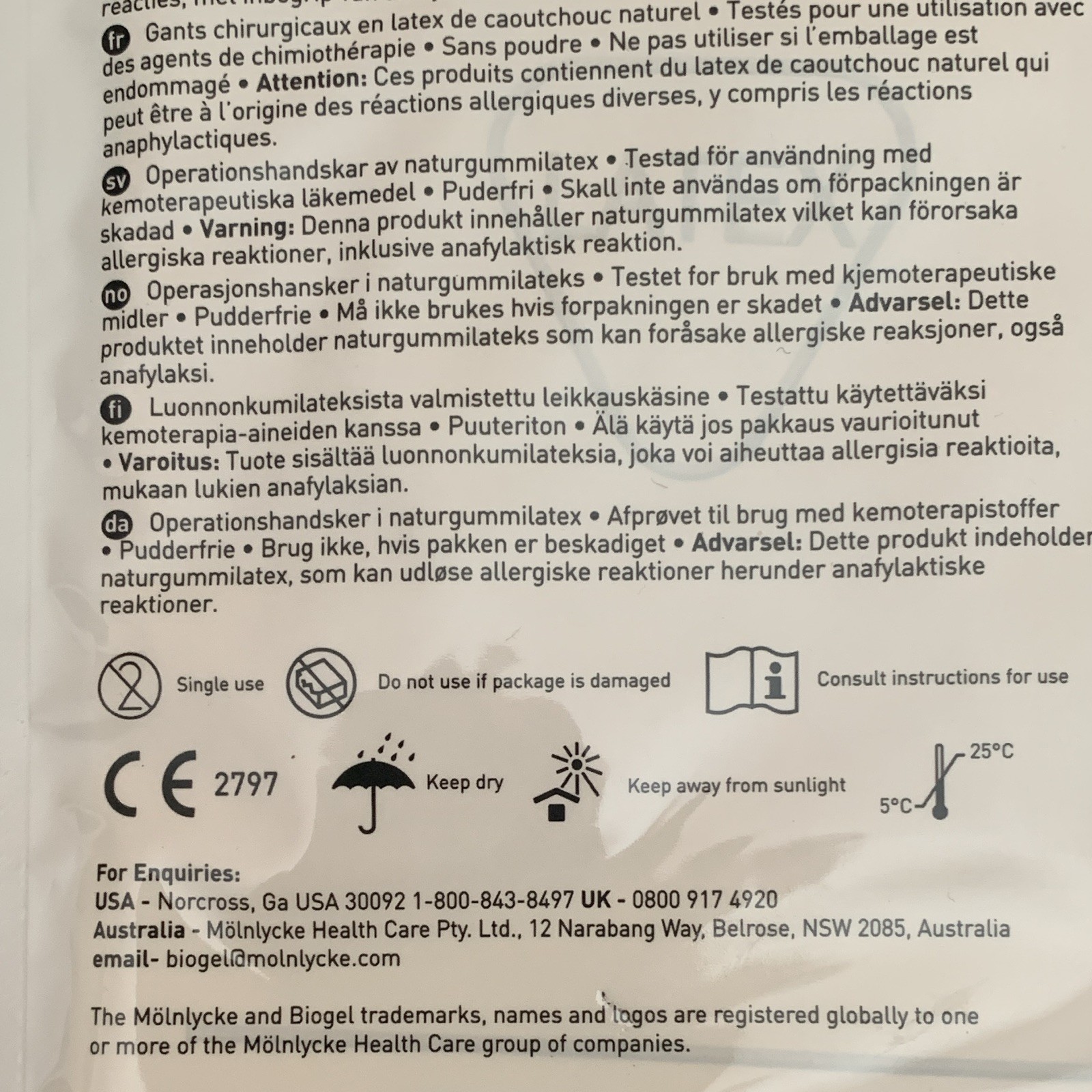 Mölnlycke Biogel Surgeons Sterile Latex Powder-Free Glove 8.5 30485