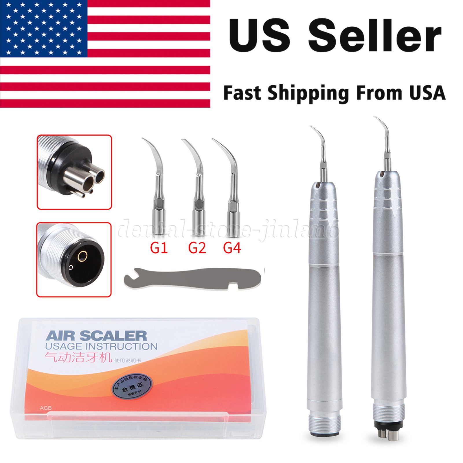 Kavo Style Dental Air Scaler Handpiece Sonic Scaler Cleaner 2/4Holes w/3pcs Tips