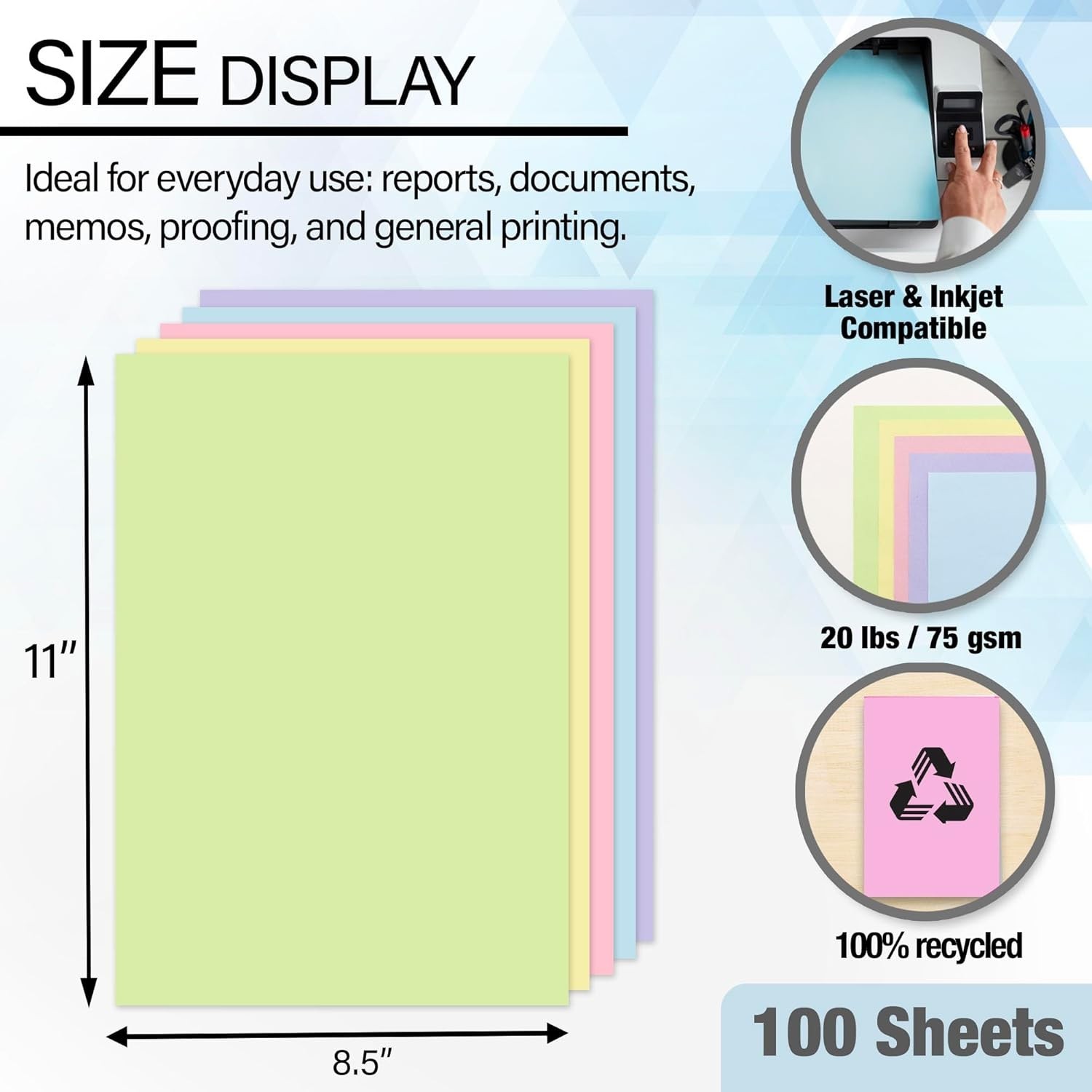 Blank Paper Copy & Multipurpose Paper – 8.5″ x 11″ Pastel Color Printer Paper…