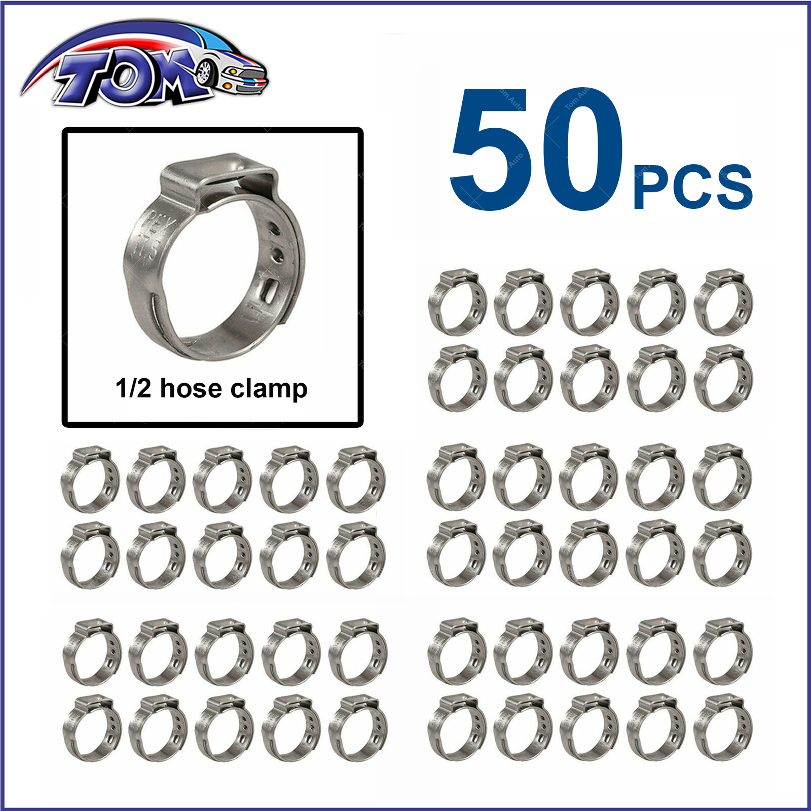 50pcs 1/2″ inch PEX Stainless Steel Clamp Cinch Rings Crimp Pinch Fitting