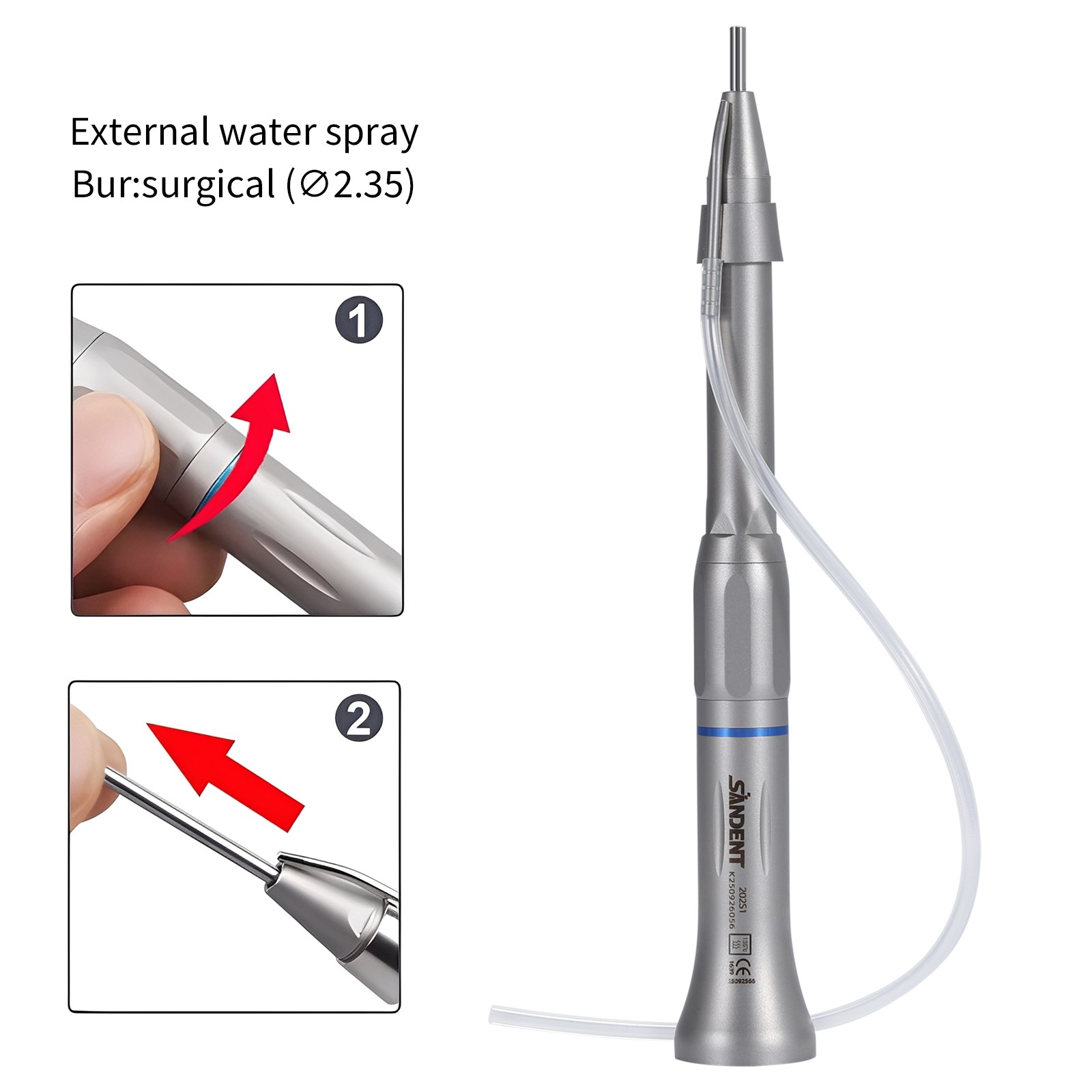 Dental Surgical Straight Cone Handpiece 1:1 Micro Surgery external Water Spray